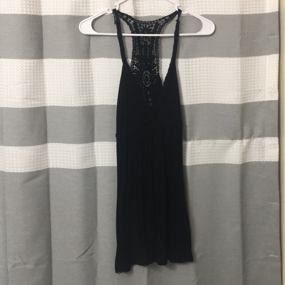 Tank with crocheted back